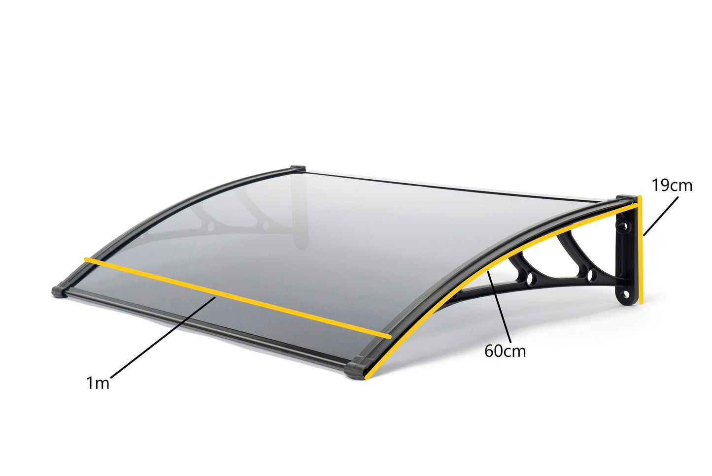 Easy Fit 1m Tinted Door Canopy – UV-Stabilised, Weatherproof Cover with Durable Brackets | White & Black
