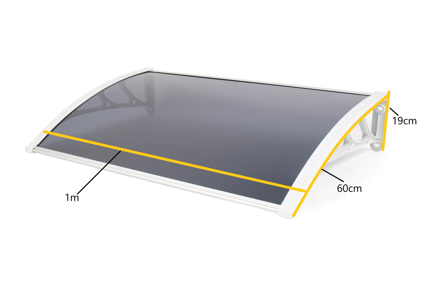 Easy Fit 1m Tinted Door Canopy – UV-Stabilised, Weatherproof Cover with Durable Brackets | White & Black