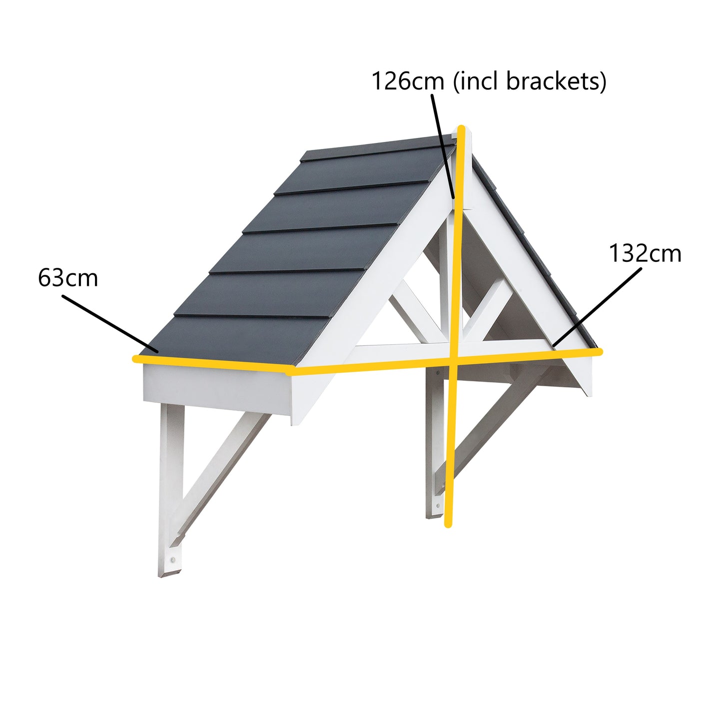 Greenhurst Deluxe Door Canopy – UV-Stable Weatherproof Polymer | White or Grey Frame | W132 x D63 x H126cm
