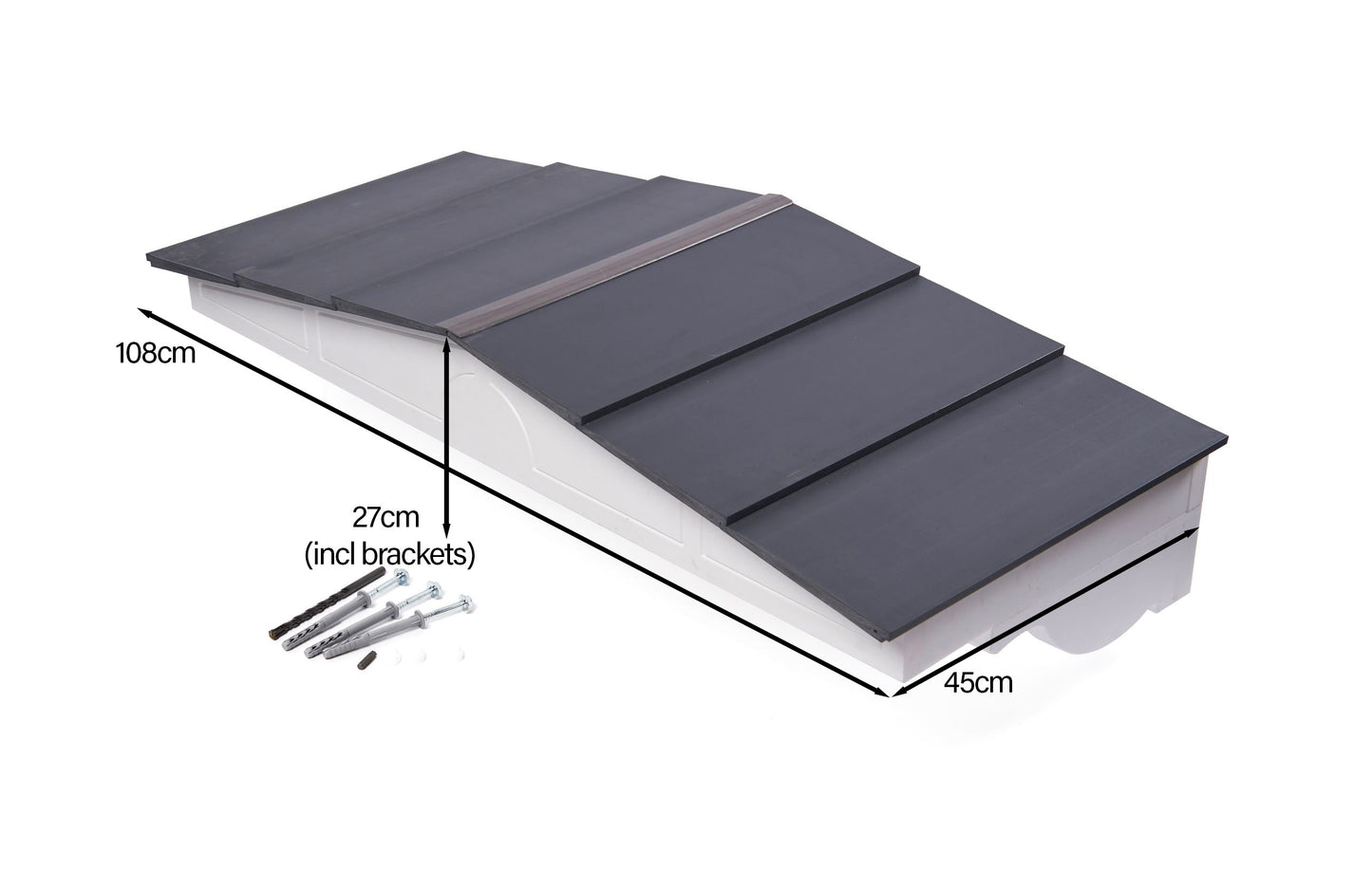 Greenhurst Apex Door Canopy – Weatherproof Engineering Polymers | White & Grey | W108 x D45 x H27cm