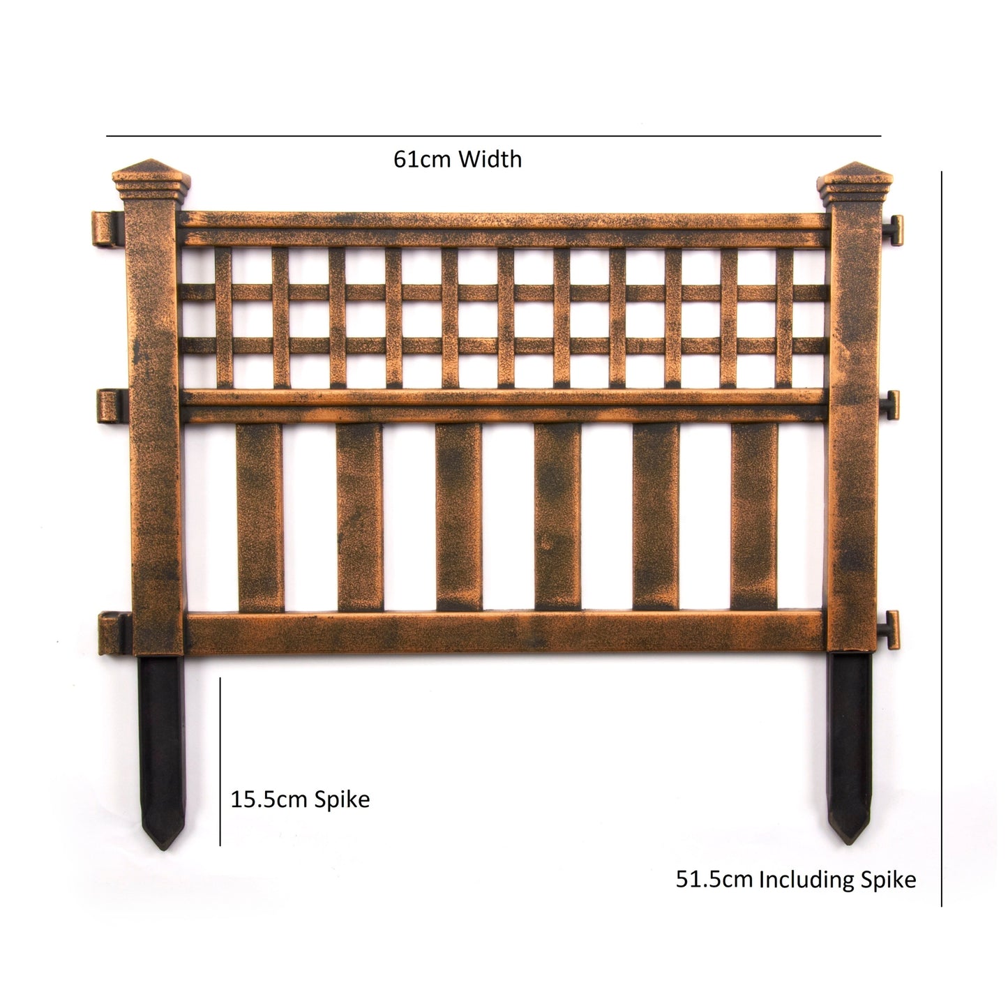 Pack of 4 Bronze Decorative Garden Fence Panels – Easy Fit Lawn & Border Edging (240cm Total)