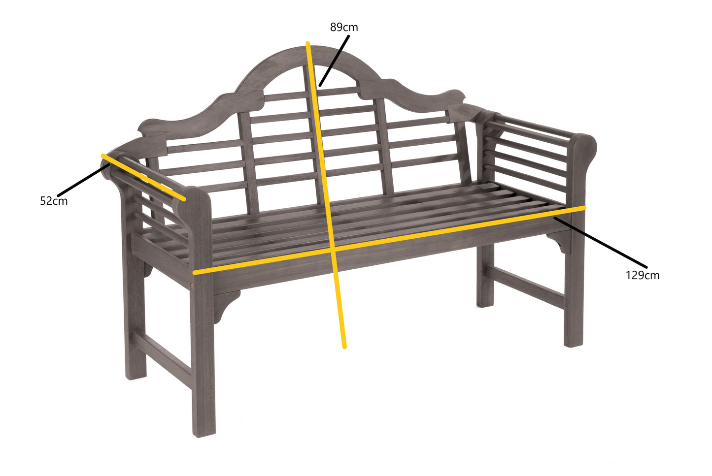 Lutyens Style Garden Bench – Sustainable Acacia Hardwood Outdoor Seat in Chestnut, White or Natural Finish