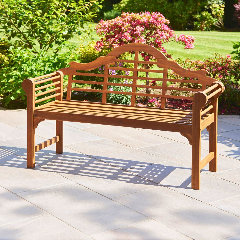 Lutyens Style Garden Bench – Sustainable Acacia Hardwood Outdoor Seat in Chestnut, White or Natural Finish