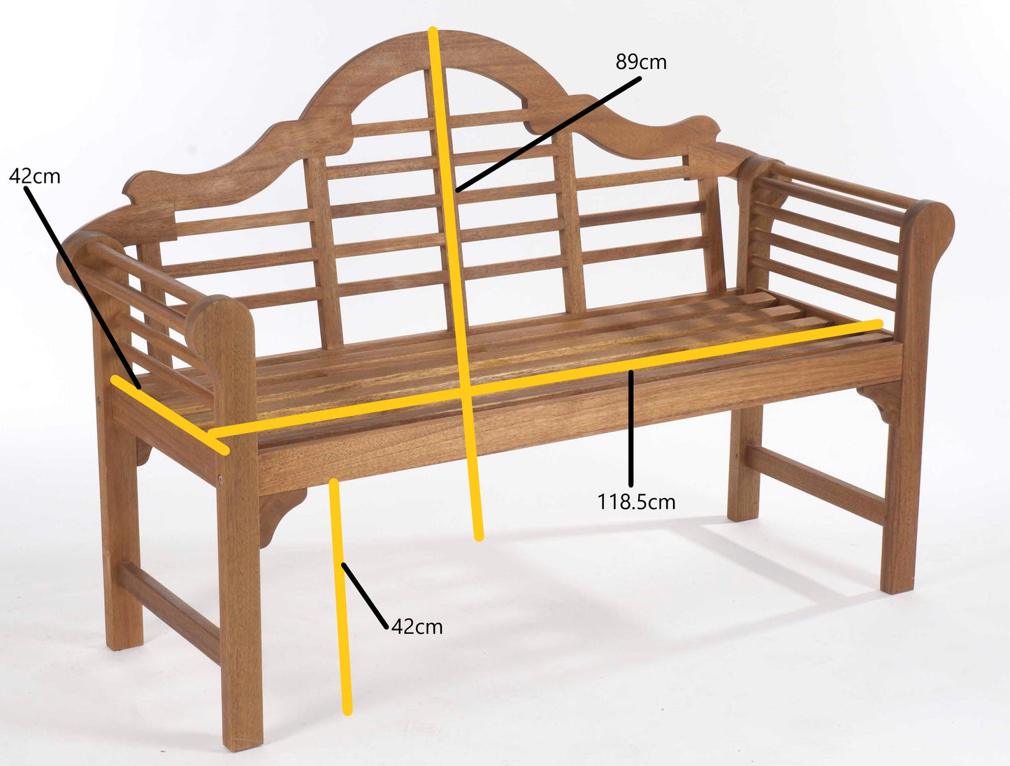 Lutyens Style Garden Bench – Sustainable Acacia Hardwood Outdoor Seat in Chestnut, White or Natural Finish