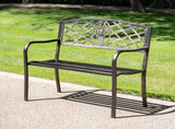 Coalbrookdale 2-Seater Garden Bench – Cast Iron Floral Backrest in Antique Bronze or Satin White