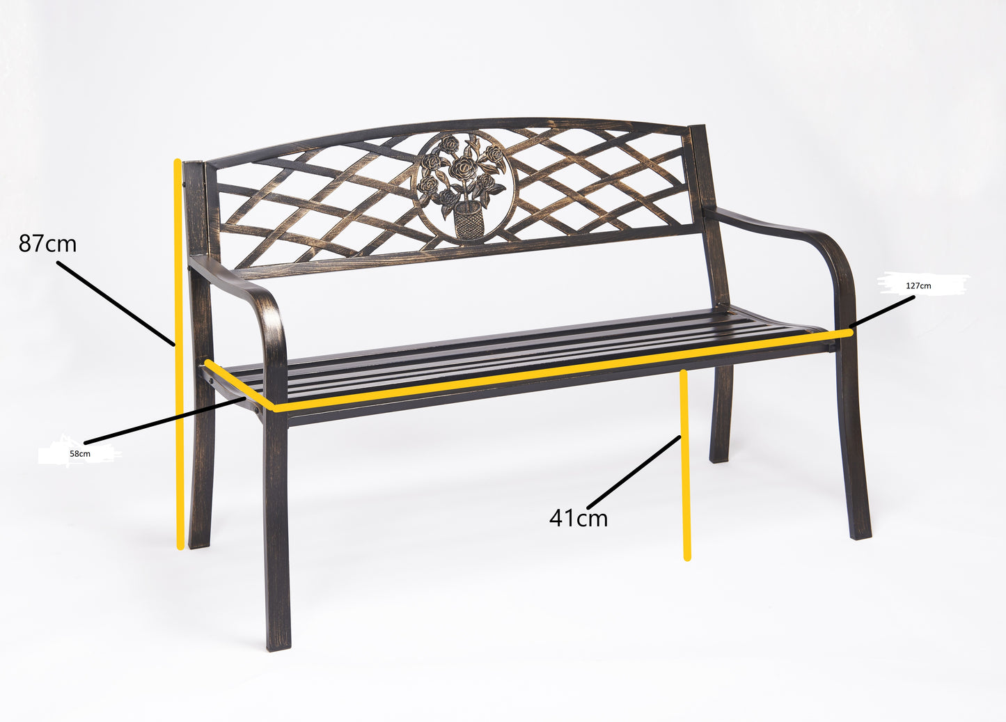 Coalbrookdale 2-Seater Garden Bench – Cast Iron Floral Backrest in Antique Bronze or Satin White