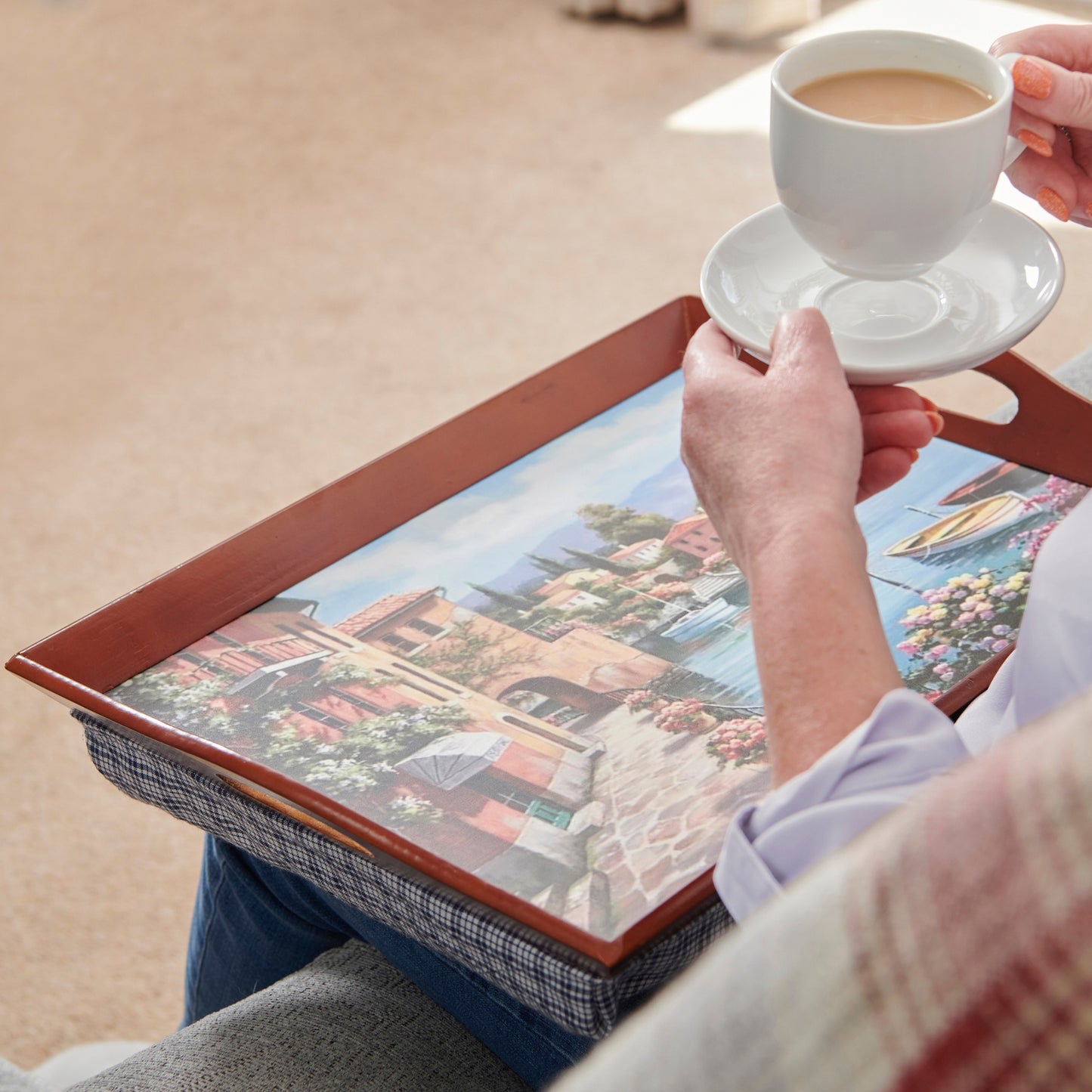 Set of 2 Padded Lap Trays – Comfortable Cushioned Trays for Eating, Reading & Working