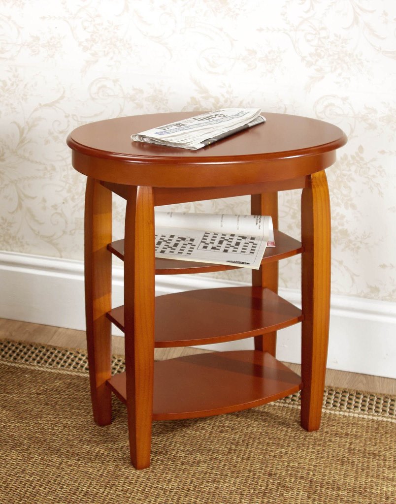 Swivel Top Side Table with Hidden Storage – Mahogany or Oak Finish