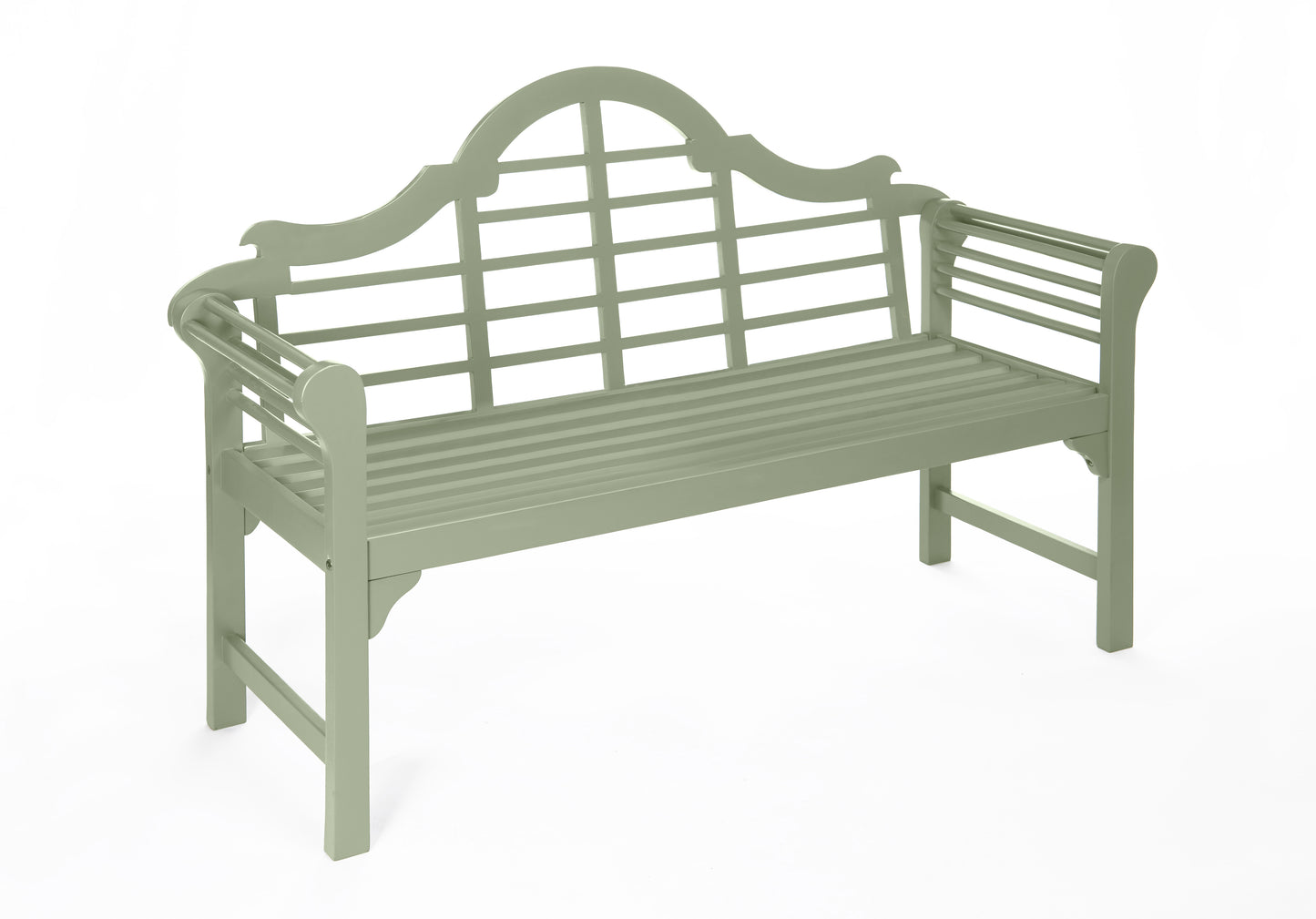 PU Coated Lutyens Style Garden Bench – FSC Acacia Hardwood in Light Grey or Sage Green Finish
