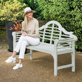 PU Coated Lutyens Style Garden Bench – FSC Acacia Hardwood in Light Grey or Sage Green Finish