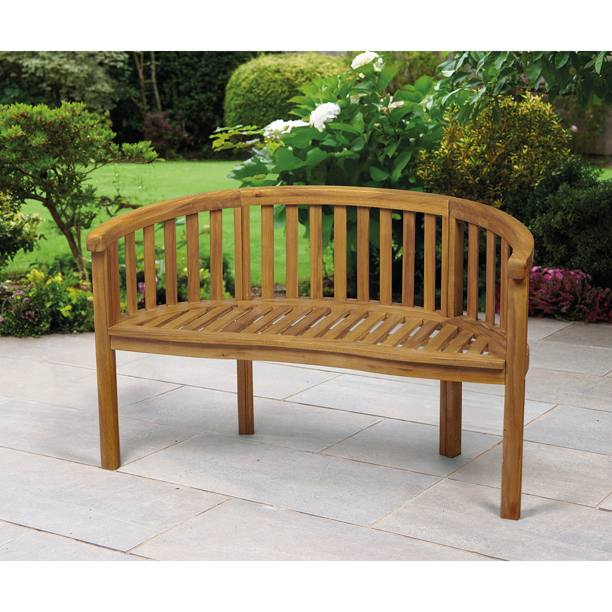 Woodfield Curved Garden Bench – FSC Acacia Hardwood, Natural Oil Finish