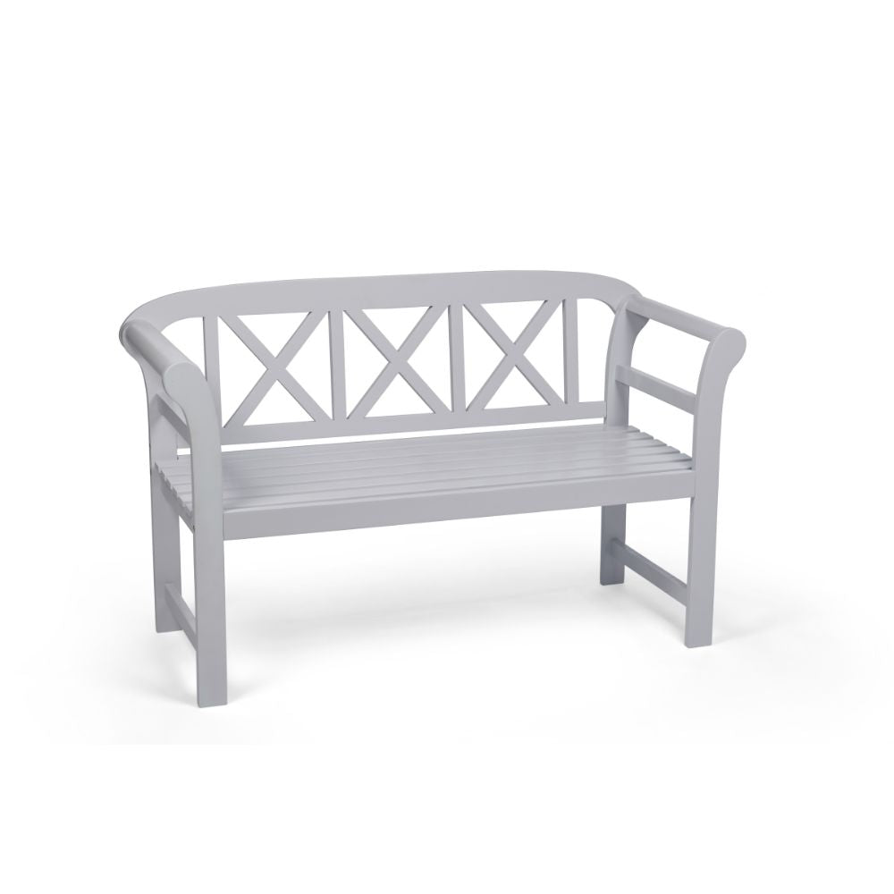 Bewdley Outdoor Garden Bench – Solid Acacia Wood with Pearl White Finish