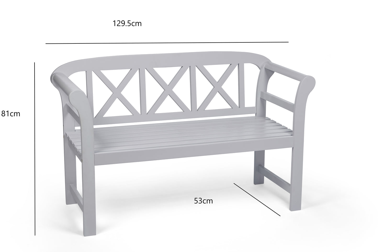 Bewdley Outdoor Garden Bench – Solid Acacia Wood with Pearl White Finish