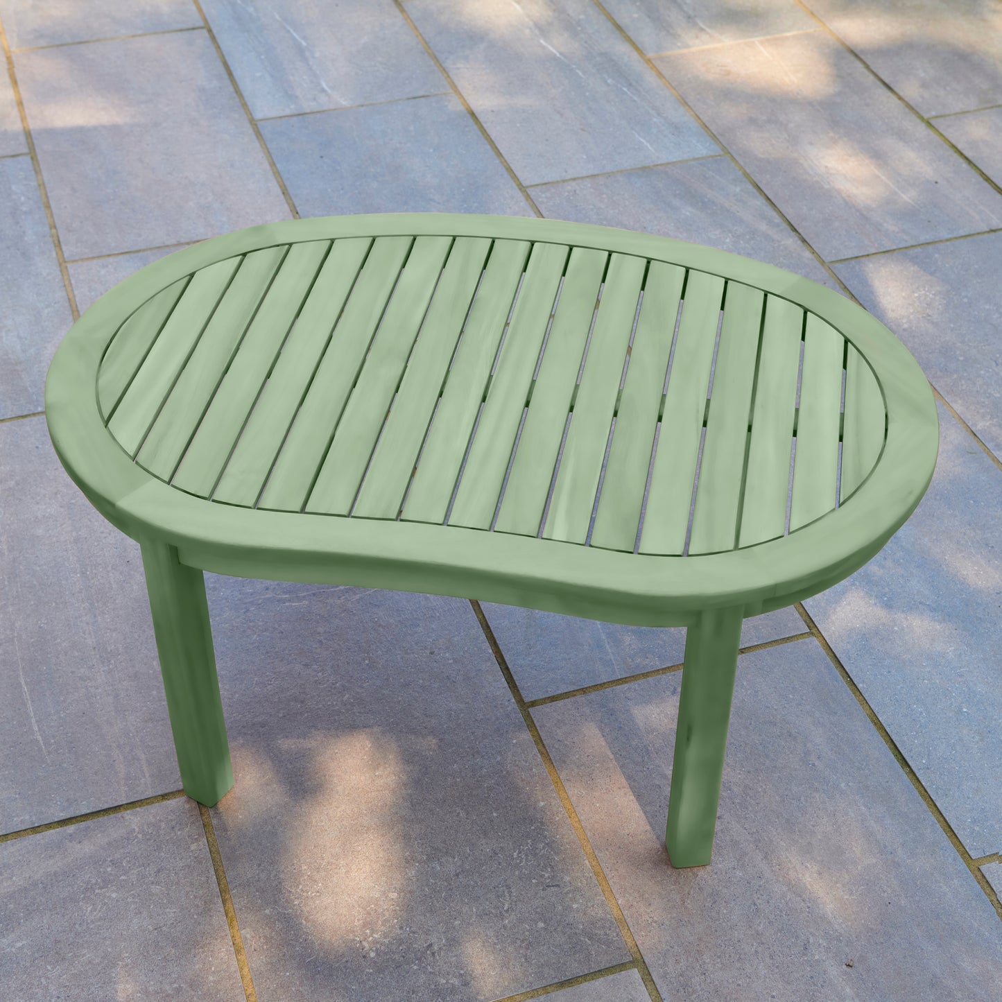 Banana-Shaped Wooden Table – Available in Natural and Sage Green
