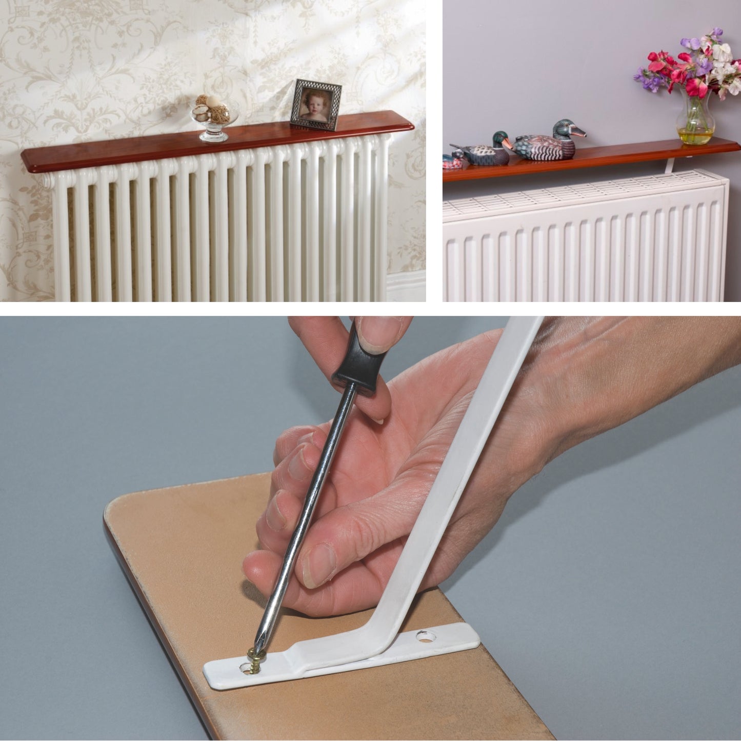 Easy Fit Radiator Shelves – No-Drill Installation in White or Oak Finish