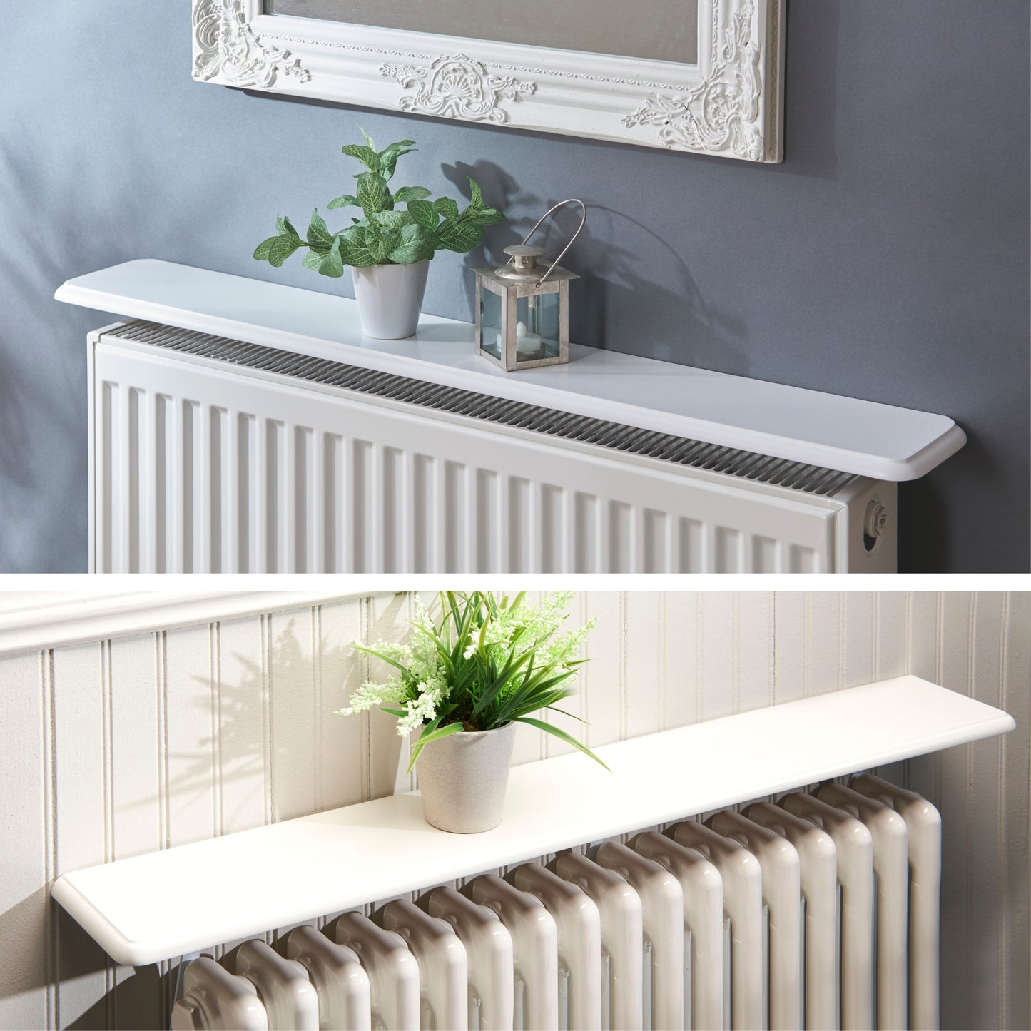 Easy Fit Radiator Shelves – No-Drill Installation in White or Oak Finish