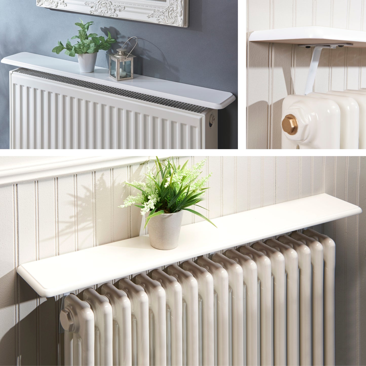 Easy Fit Radiator Shelves – No-Drill Installation in White or Oak Finish