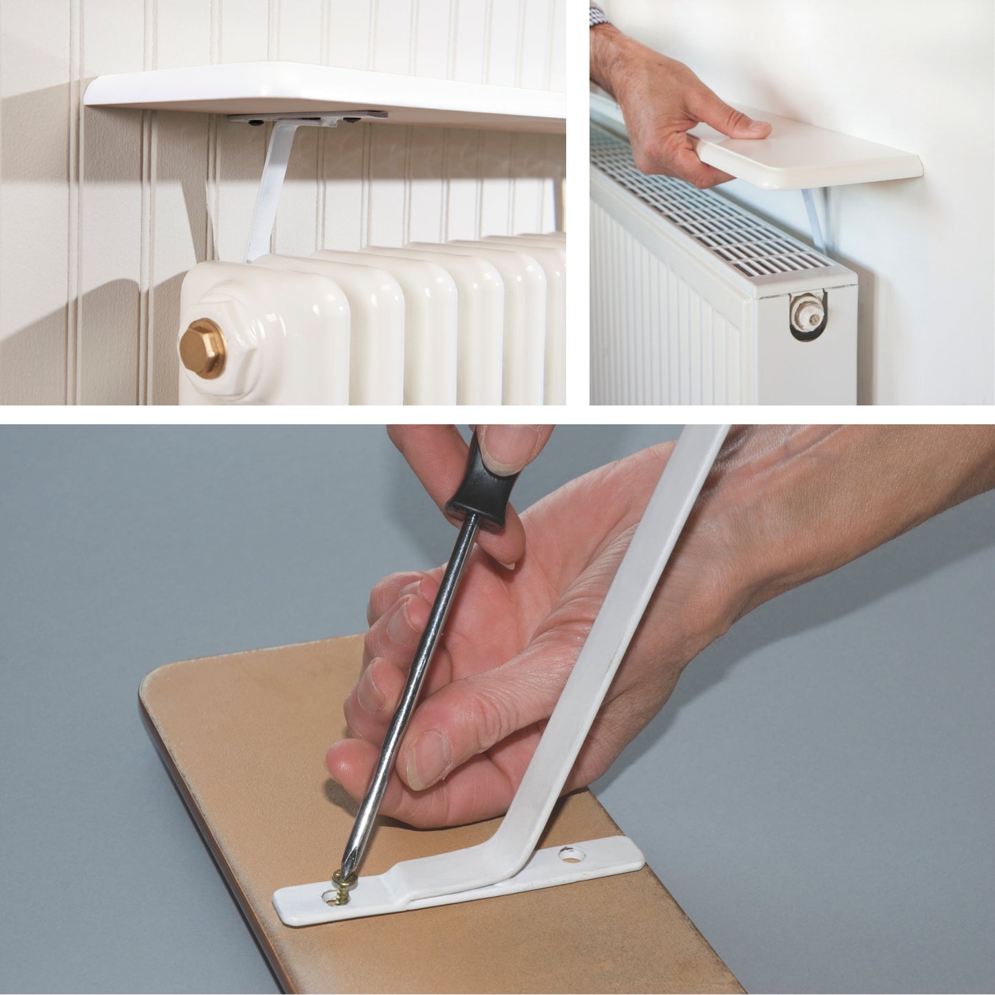 Easy Fit Radiator Shelves – No-Drill Installation in White or Oak Finish