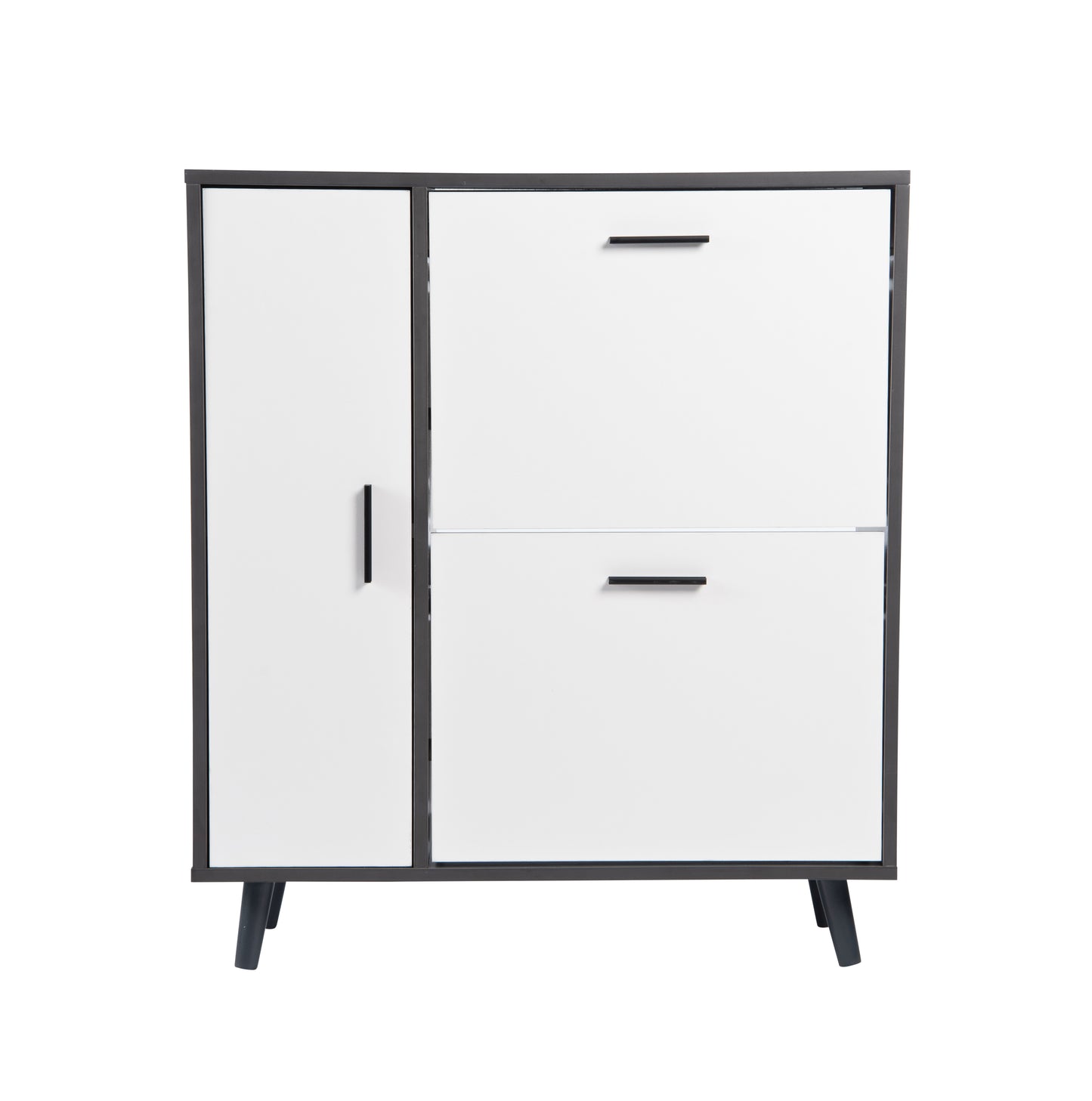 Modern Grey & White Shoe Storage Cabinet with Cupboard – Holds 10+ Pairs