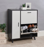 Modern Grey & White Shoe Storage Cabinet with Cupboard – Holds 10+ Pairs