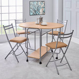 Stowaway Folding 4-Seater Dining Set with Drop-Leaf Table – Space-Saving Design