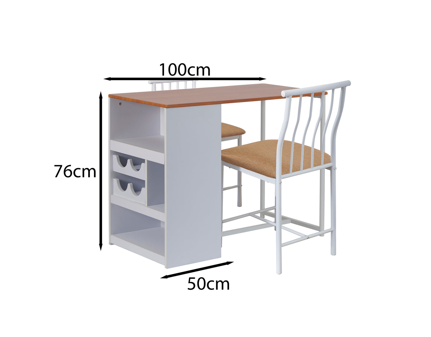 Space-Saving Bistro Dining Set for Two with Built-In Storage & Wine Rack