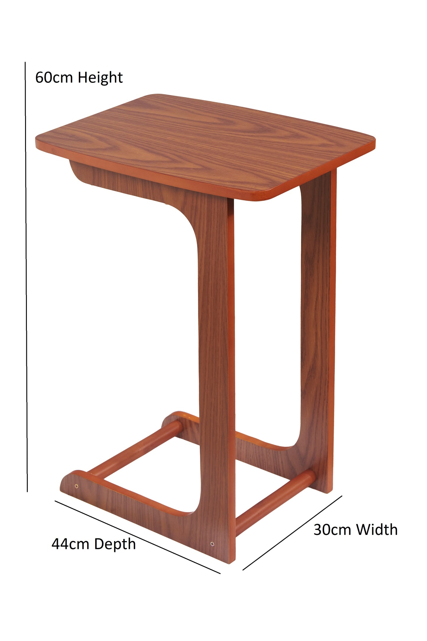 Compact C-Shaped Sofa Side Table in Mahogany or Oak – Stylish & Versatile Design