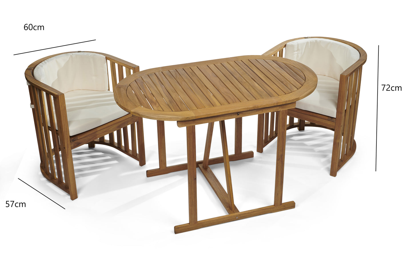 Chiltern Compact Acacia Wood Dining Set – Space-Saving Outdoor Bistro Set