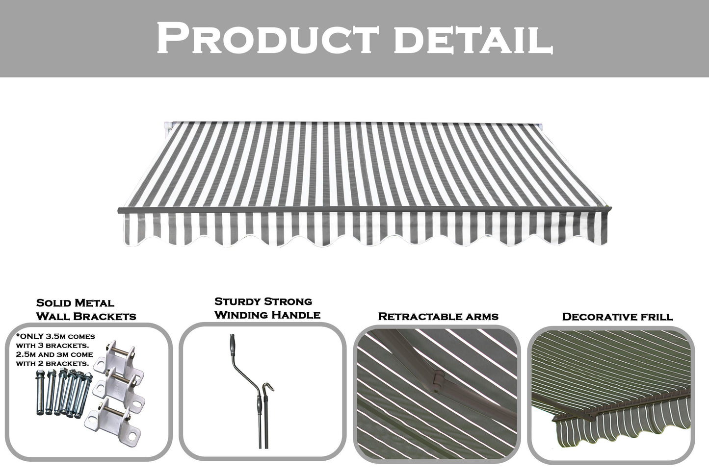 Easy Fit Greenhurst Kensington Patio Awning – Easy Fit Retractable Garden Canopy | 2.5m, 3m & 3.5m