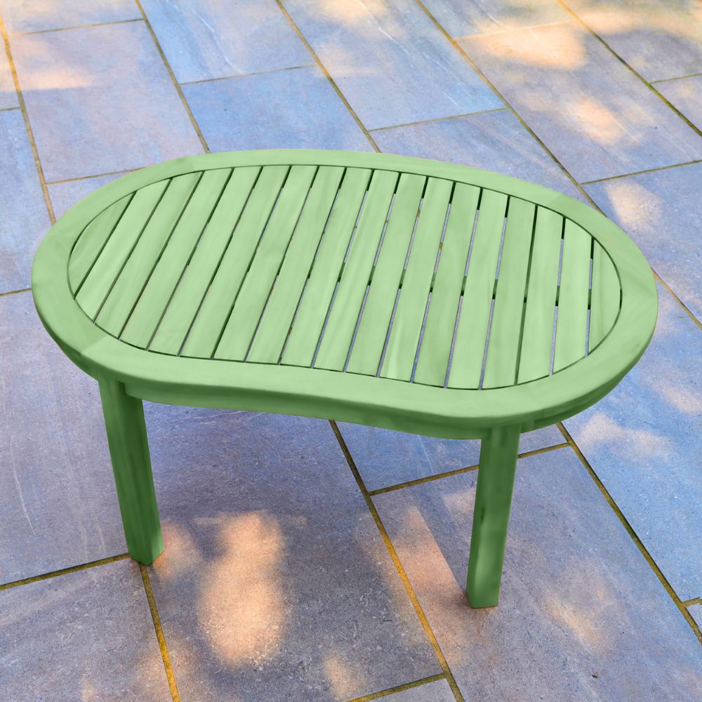 Greenhurst Banana Shaped Wooden Table Natural and Sage Green