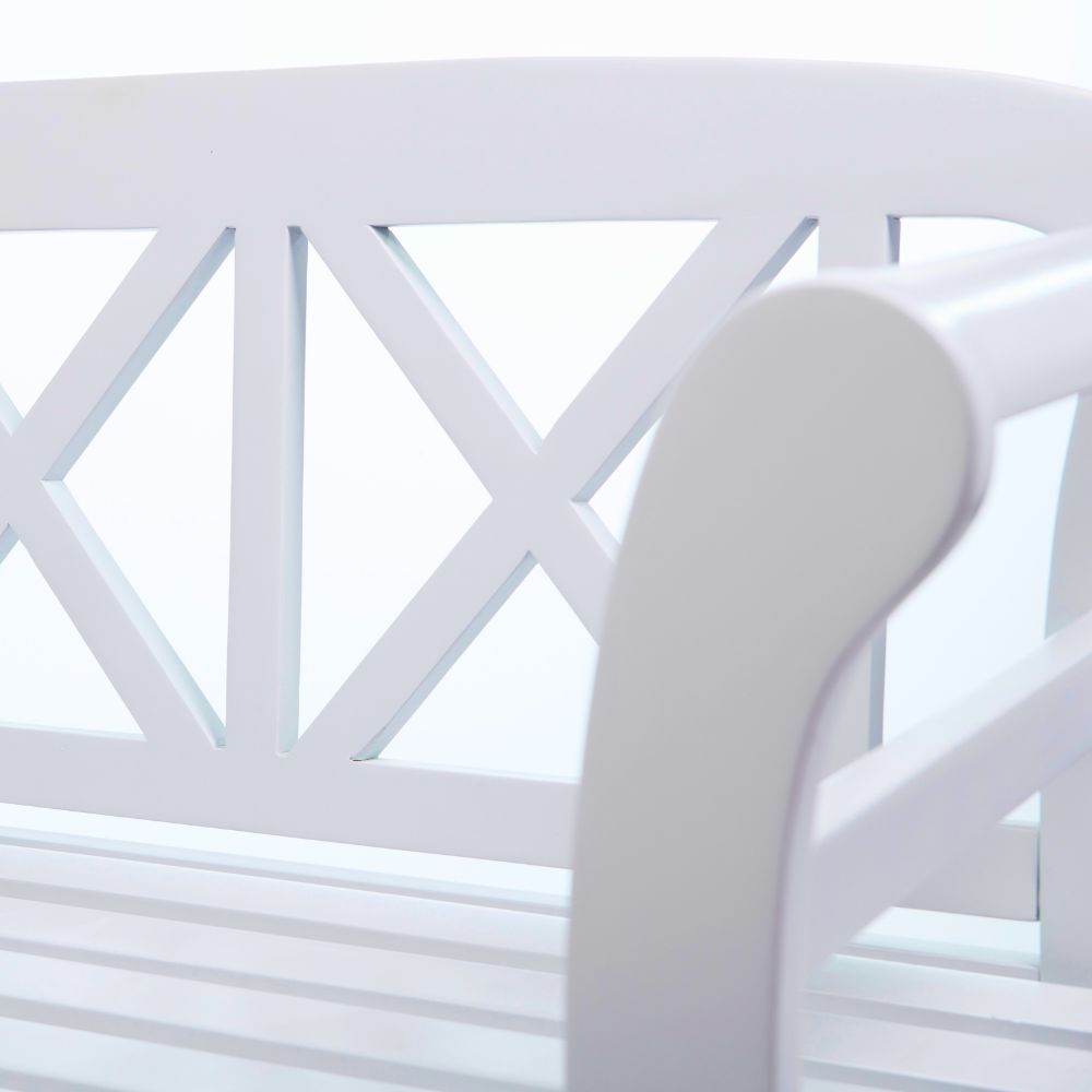 Bewdley Outdoor Garden Bench – Solid Acacia Wood with Pearl White Finish