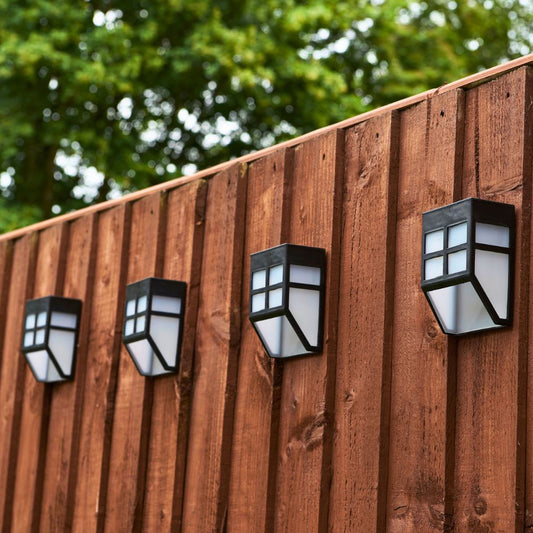 Pack of 4 Modern LED Solar Fence & Wall Lights with Auto Sensor