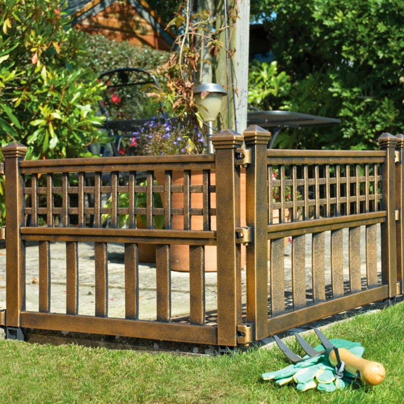 Pack of 4 Bronze Decorative Garden Fence Panels – Easy Fit Lawn & Border Edging (240cm Total)