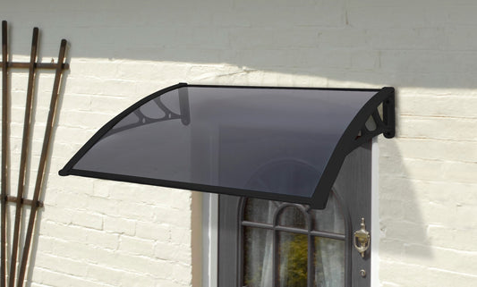 Easy Fit 1m Tinted Door Canopy – UV-Stabilised, Weatherproof Cover with Durable Brackets | White & Black