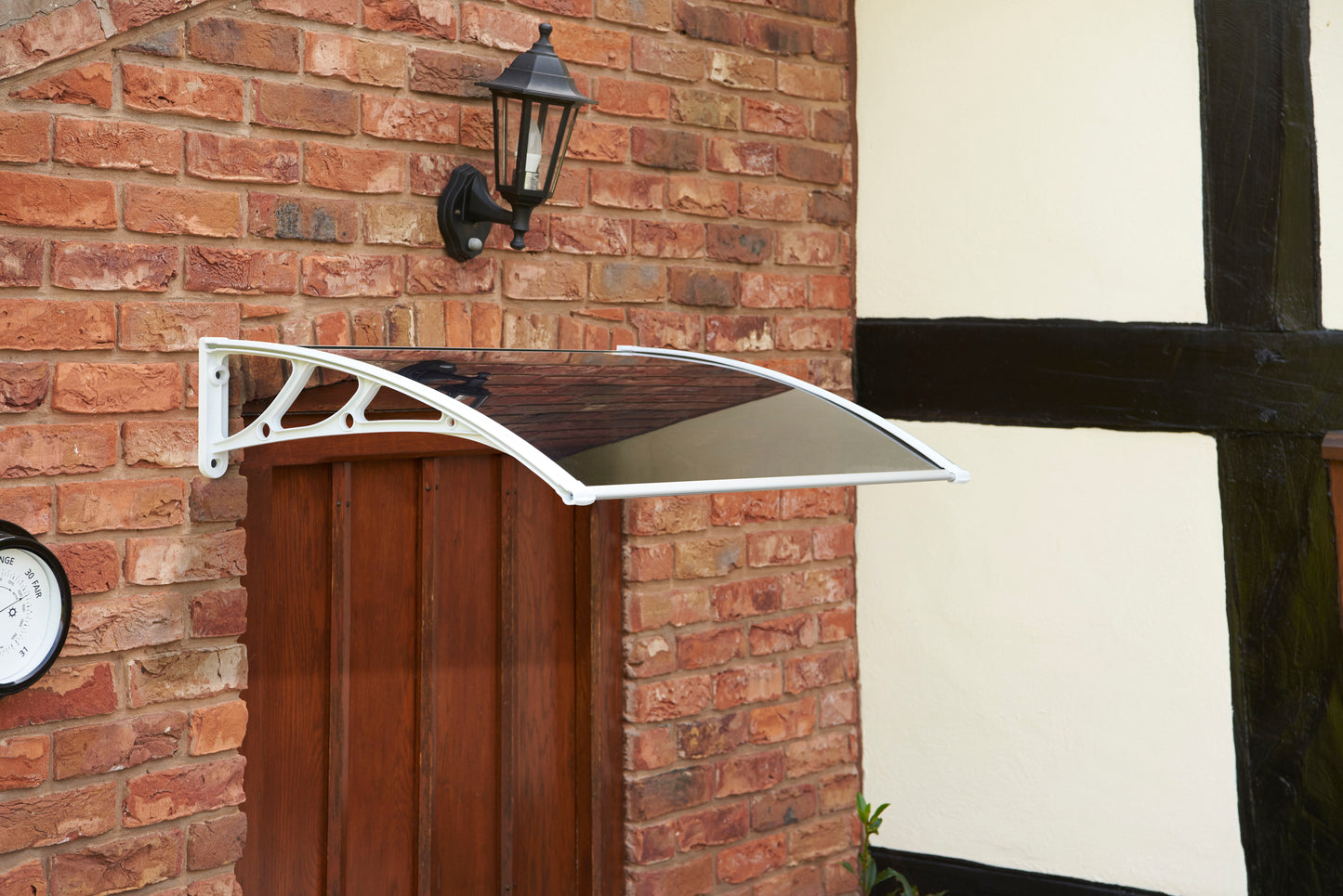 Easy Fit 1m Tinted Door Canopy – UV-Stabilised, Weatherproof Cover with Durable Brackets | White & Black