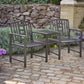 Hartlebury Rustic Bronze Duo Garden Bench with Central Table – Steel Companion Seat with Parasol Hole