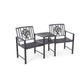 Coalbrookdale Duo Garden Bench with Central Table – Cast Iron & Steel Companion Seat in Antique Bronze