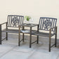 Coalbrookdale Duo Garden Bench with Central Table – Cast Iron & Steel Companion Seat in Antique Bronze