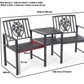 Coalbrookdale Duo Garden Bench with Central Table – Cast Iron & Steel Companion Seat in Antique Bronze