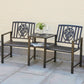Coalbrookdale Duo Garden Bench with Central Table – Cast Iron & Steel Companion Seat in Antique Bronze