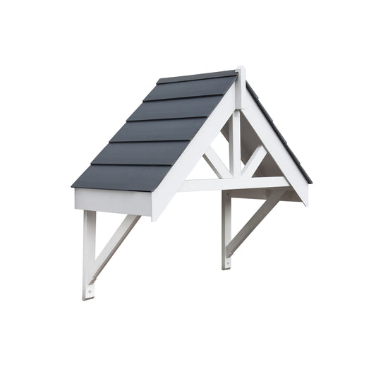 Greenhurst Deluxe Door Canopy – UV-Stable Weatherproof Polymer | White or Grey Frame | W132 x D63 x H126cm
