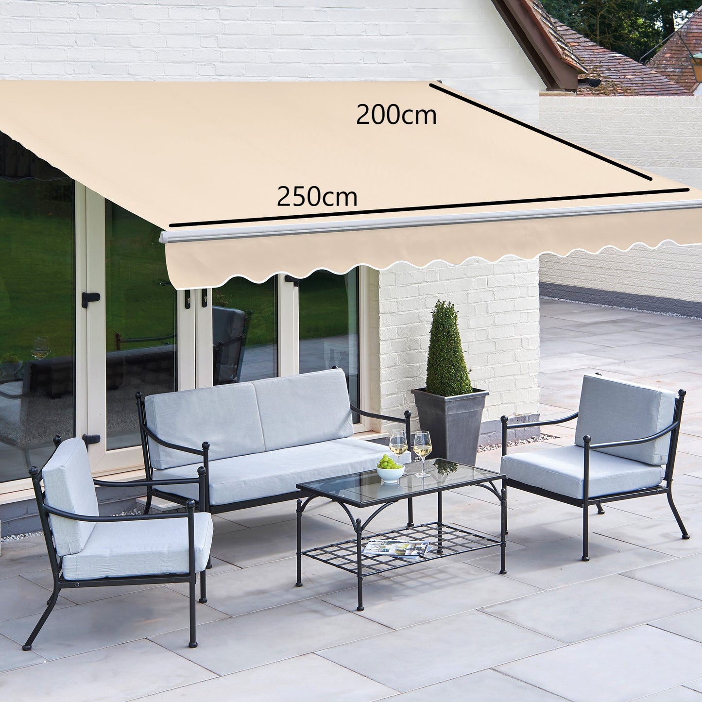 Easy Fit Greenhurst Balmarol Patio Awning – Retractable Sun Canopy | 2.5m, 3m & 3.5m Widths