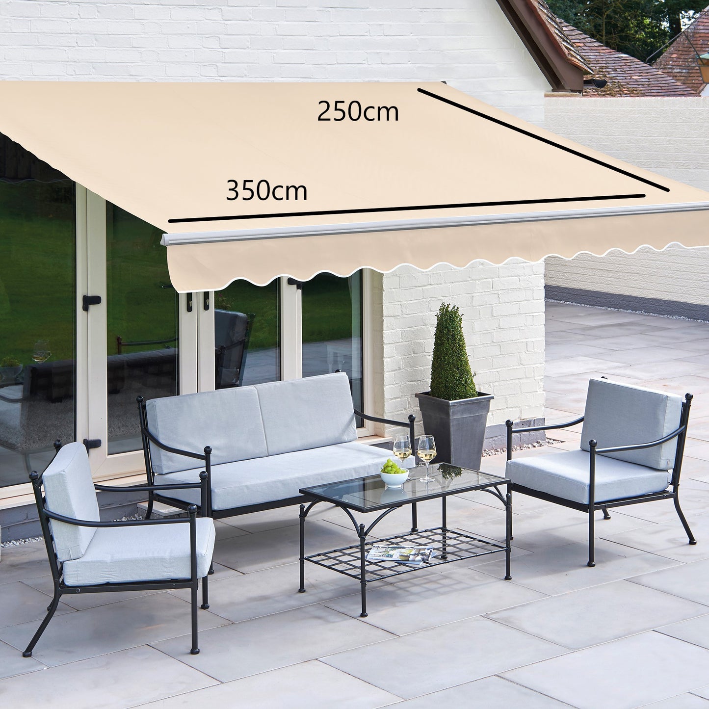 Easy Fit Greenhurst Balmarol Patio Awning – Retractable Sun Canopy | 2.5m, 3m & 3.5m Widths