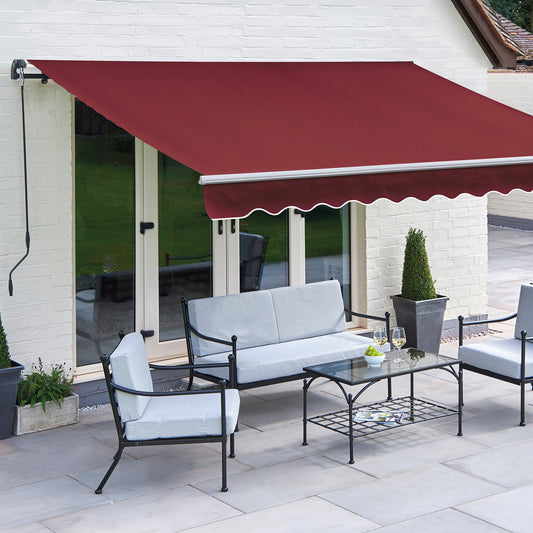 Easy Fit Greenhurst Royal Red Patio Awning – Retractable Sun Canopy | 2.5m, 3m & 3.5m Sizes