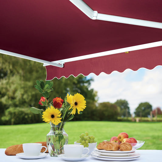 Easy Fit Greenhurst Royal Red Patio Awning – Retractable Sun Canopy | 2.5m, 3m & 3.5m Sizes