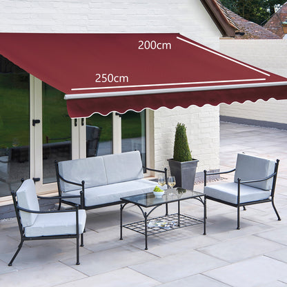 Easy Fit Greenhurst Royal Red Patio Awning – Retractable Sun Canopy | 2.5m, 3m & 3.5m Sizes