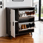 Modern Grey & White Shoe Storage Cabinet with Cupboard – Holds 10+ Pairs