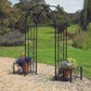 Huntingdon Ornamental Garden Arch with Planters – Decorative Steel Frame in Gunmetal Grey