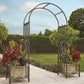 Huntingdon Ornamental Garden Arch with Planters – Decorative Steel Frame in Gunmetal Grey