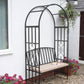 Huntingdon Garden Arch with Bench and Cushion – Steel Frame Seating in Gun Metal Grey